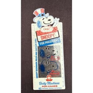 Vintage 1972 Dolly Madison Snoopy For President 6" Bookmark Stencil Ruler -T39